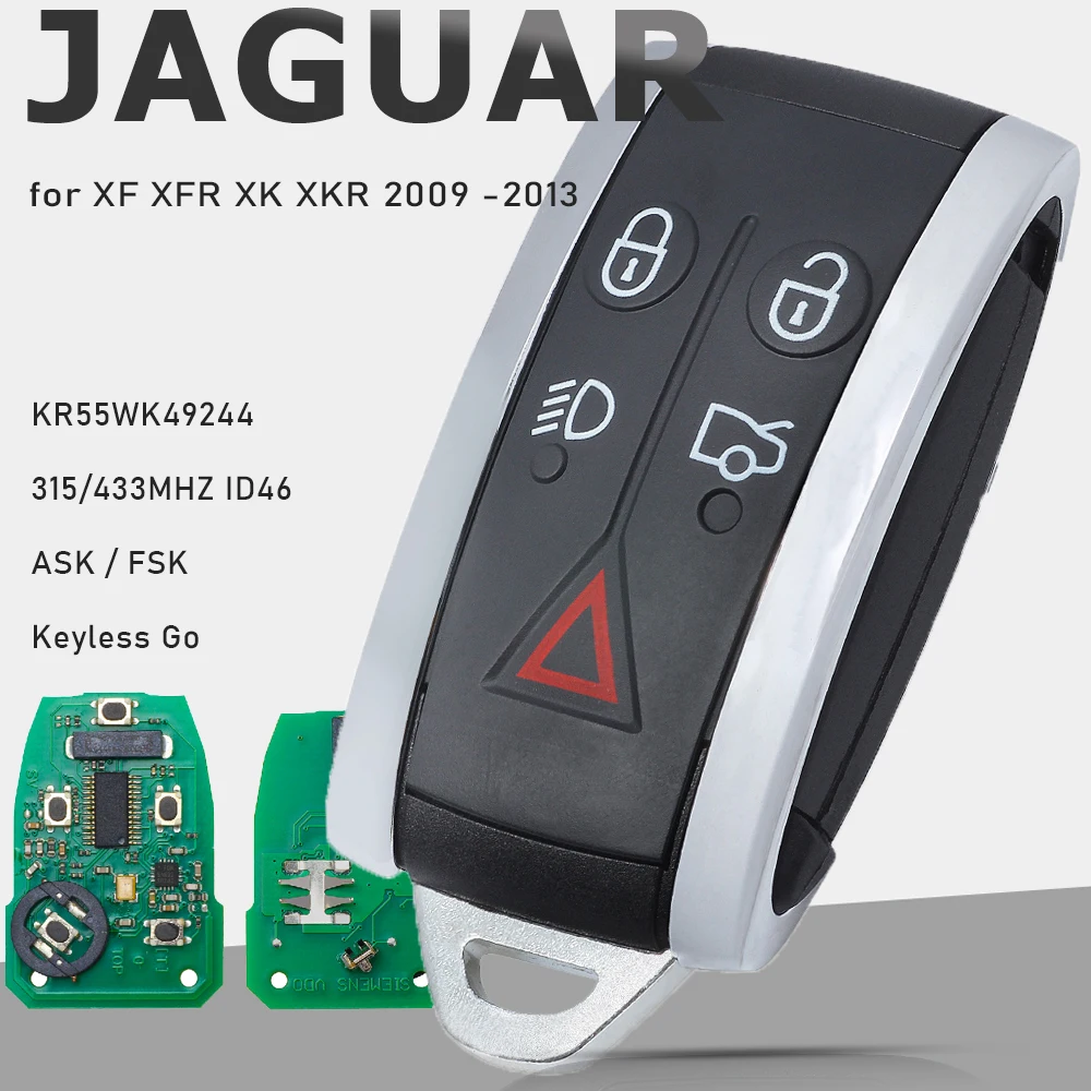 KEYECU KR55WK49244 Умный дистанционный ключ ASK/FSK 315 МГц/433 МГц PCF7953A для Jaguar XF XFR XK XKR 2009 2010 2011 2012 2013