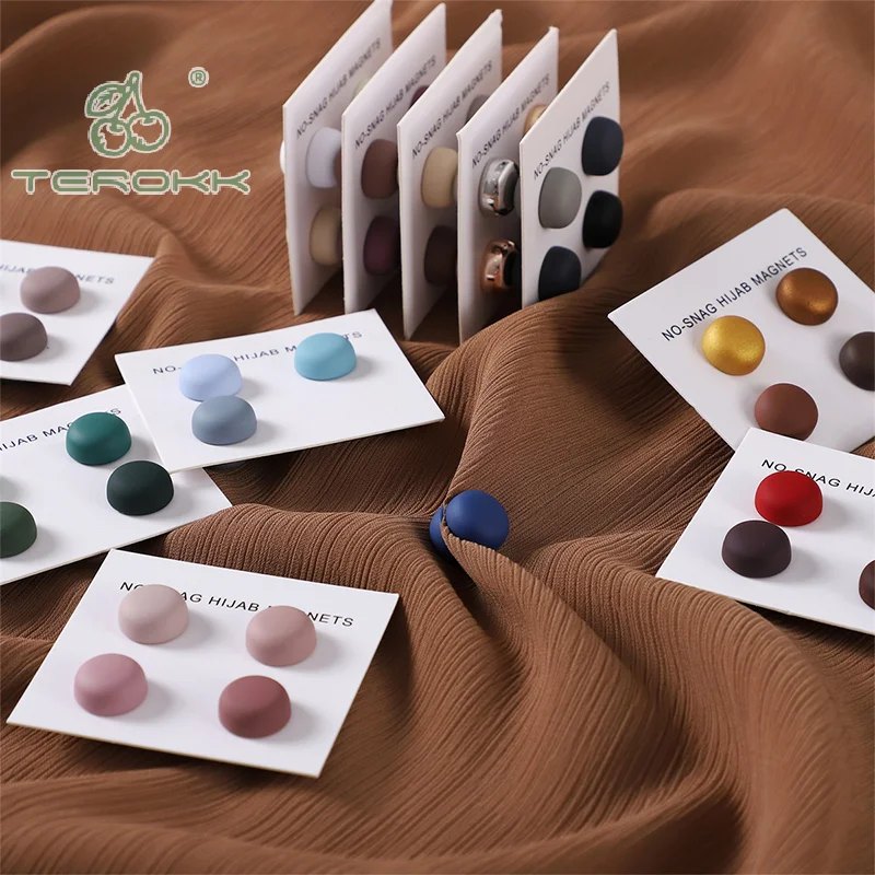 4Pcs Macaroon Color Matte Magnet Hijab Pins Magnetic Brooch Women Headscarf Shawl Strong Magnetic Button Clothing Accessories