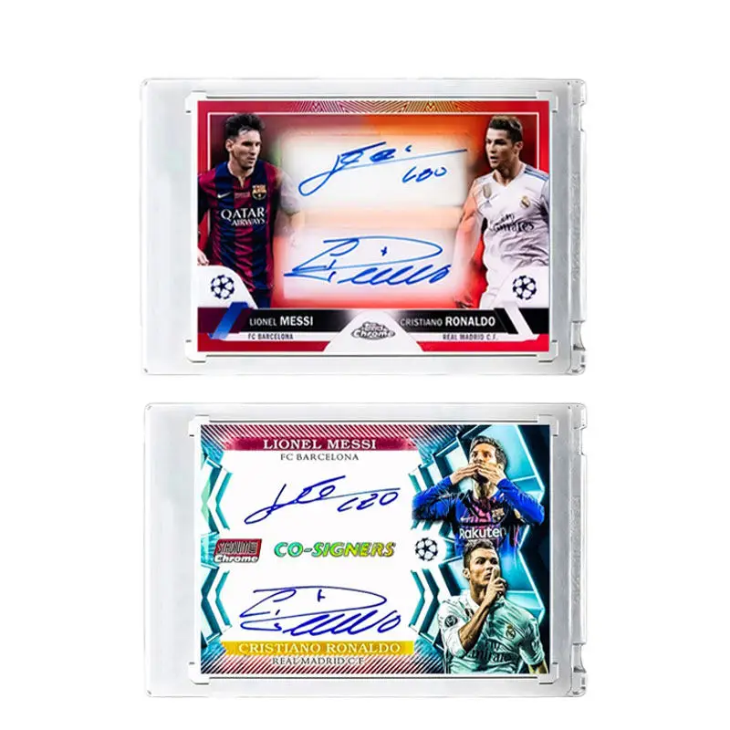 DIY Ultimate 1/1 Messi & CR7 Dual Gold Block Signature Card, Dream Birthday Gift for Football Boys, Luxury Dual Star Memorabilia