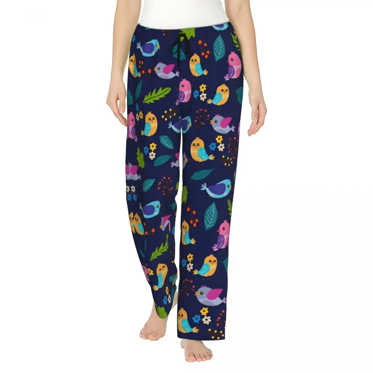 Custom Women's Parrot Bird Pajama Pants Print Cute Parrot Sleep Sleepwear Bottoms with Pockets