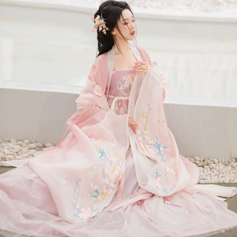 Vestido Hanfu para Mulheres, Fantasia Cosplay De Carnaval, Conjuntos De Hanfu Tradicionais Chineses Antigos, Vestido De Festa De Aniversário, Tamanho Grande, XXL