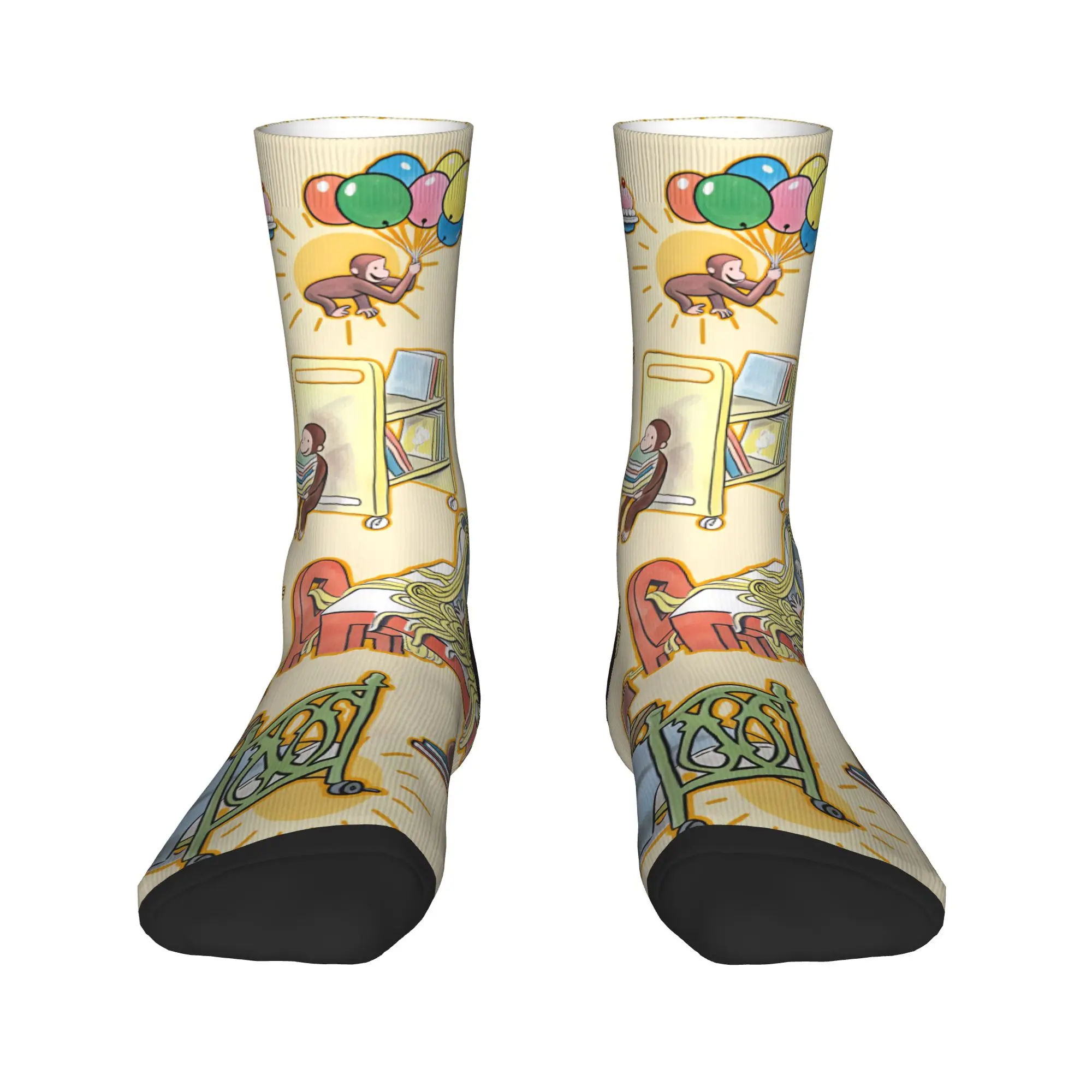 Curious George Monkey Socks  Design Stockings Non Skid Unisex Men Socks Medium Soft Winter Funny Cycling Socks
