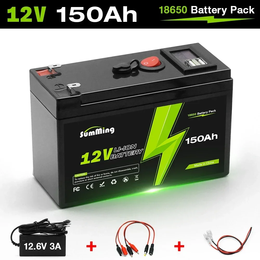 

12V 150000mAh Lithium 18650 Deep Cycle Battery for Solar Fish Finder Marine Outdoor Camping Off-Grid Applications with USB Port