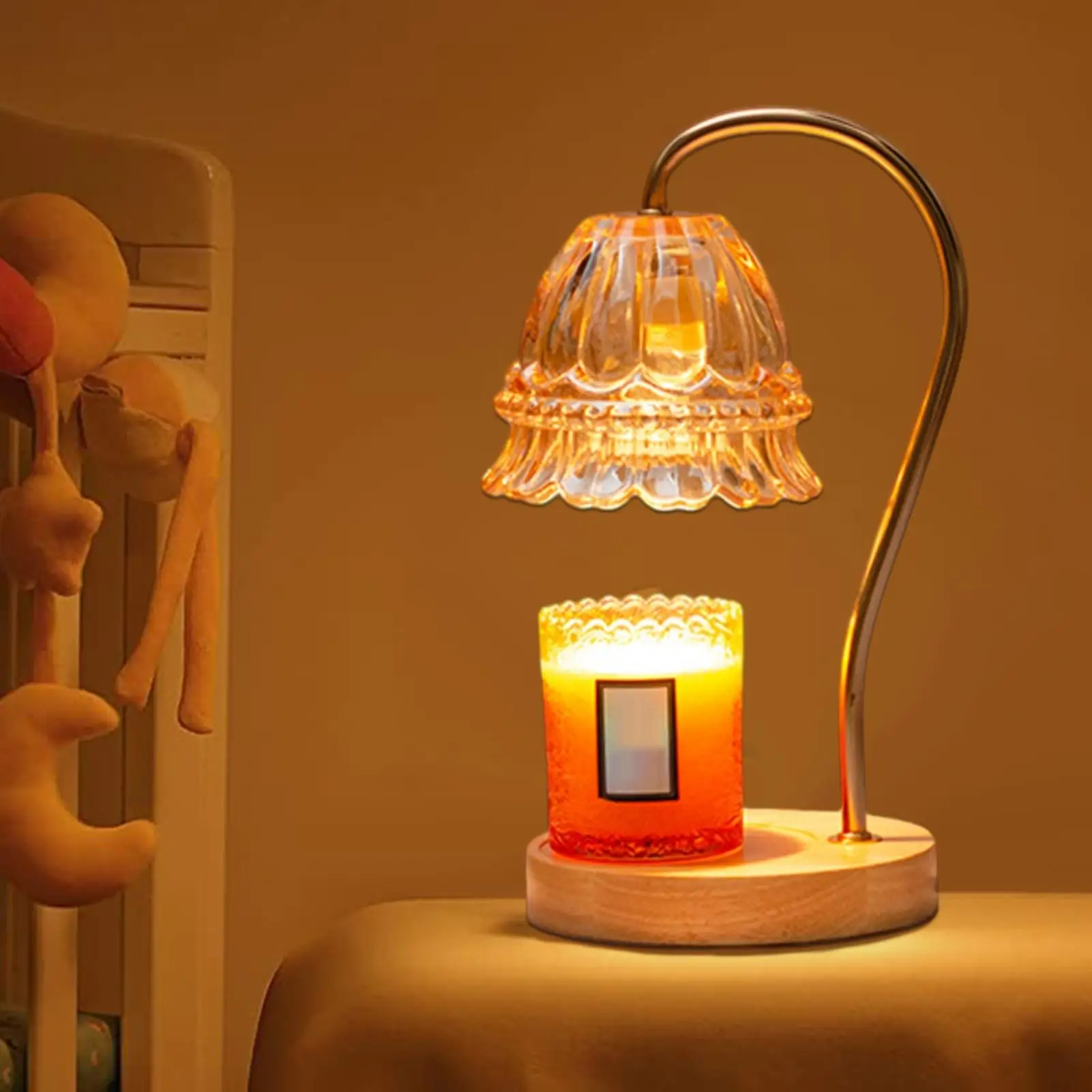 Desk lamp Electric Candle Warmer Retro Glass Table Lamp Bedroom Bedside Atmosphere Desk Lamp Candle Melting Waxing Burner