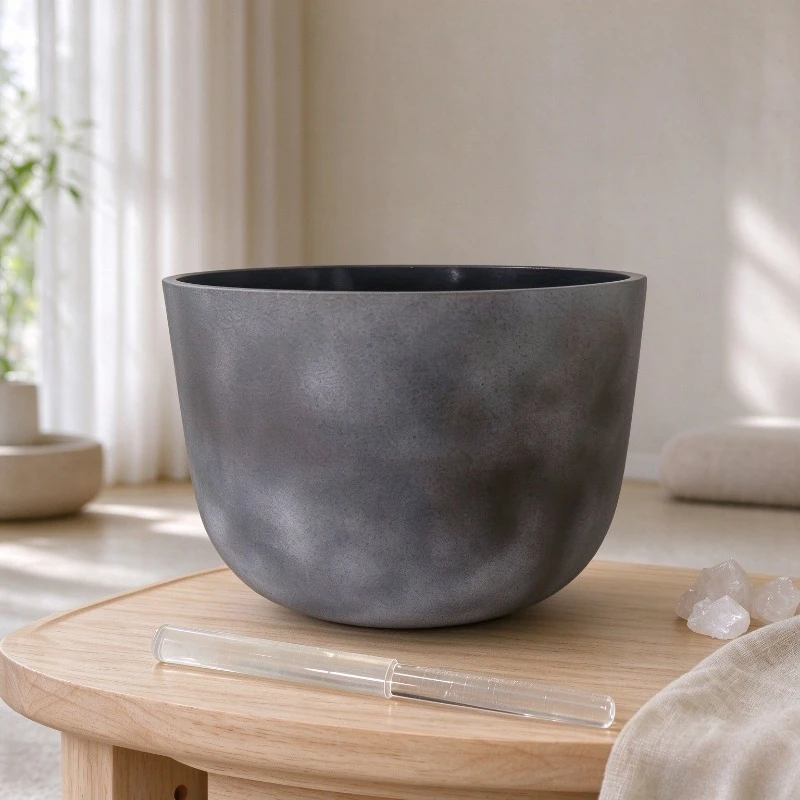 10 Inches Crystal Singing Bowl Black 432HZ G Tuning Quartz Singing Bowls Meditation Sound Therapy Bowls Musical Percussion