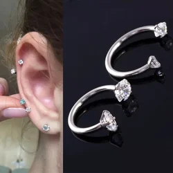 Stainless Steel Fashion Crystal CZ Hoop Earring Women Tragus Cartilage Helix Studs Earrings Nose Rook Daith Piercing Jewelry