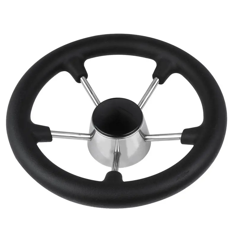 Marine 11 Inch Stainless Steel 5 Spoke Steering Wheel Heavy Duty Marine Boat Marine Parts Boat Accessories Fit For Marine Yacht