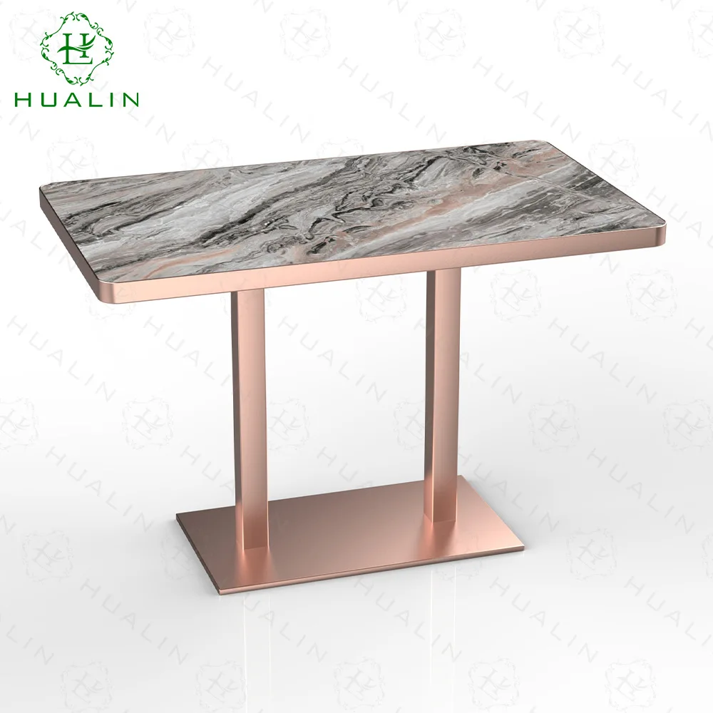 Villa-level hotel anti-scalding thickened rock slab rectangular special dining table light luxury natural luxury stone minimalis