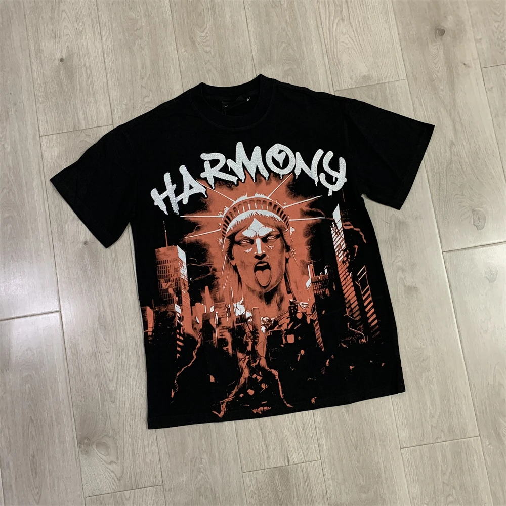 HARMONY Los Angeles Hot Stamping Statue of Liberty print T-shirt T Shirt Men Women High Quality 2026ss Tee Tops T-Shirt