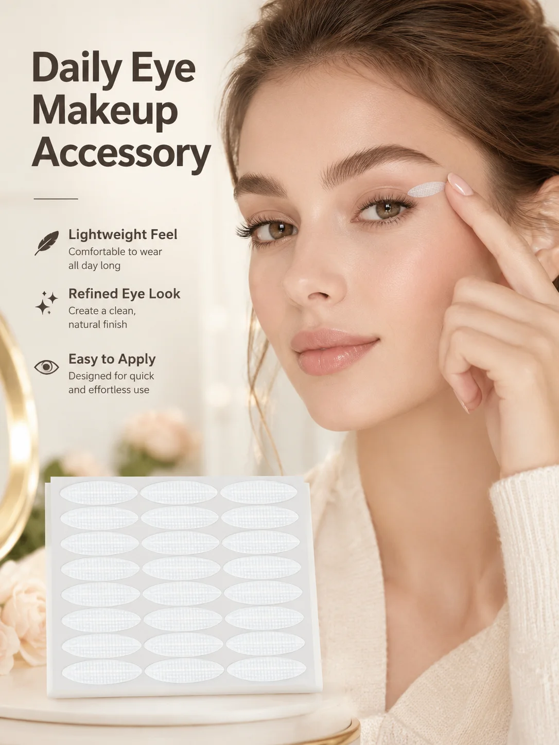 10 Sheets 480 Pcs Double Eyelid Tape, Slim Oval Eyelid Styling Strips, 48 Pcs Per Sheet, Lightweight Eye Makeup Accessory for Da