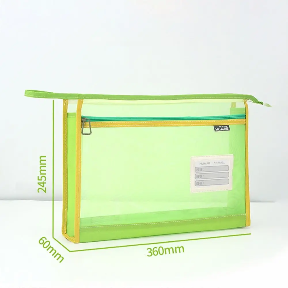 New Transparent Mesh File Bag Large Capacity Portable Student Book Bags Multi-function Cram School Handbag