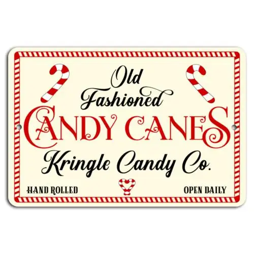 Vintage Candy Canes: Kringle Co. – Open Daily!-Aluminum