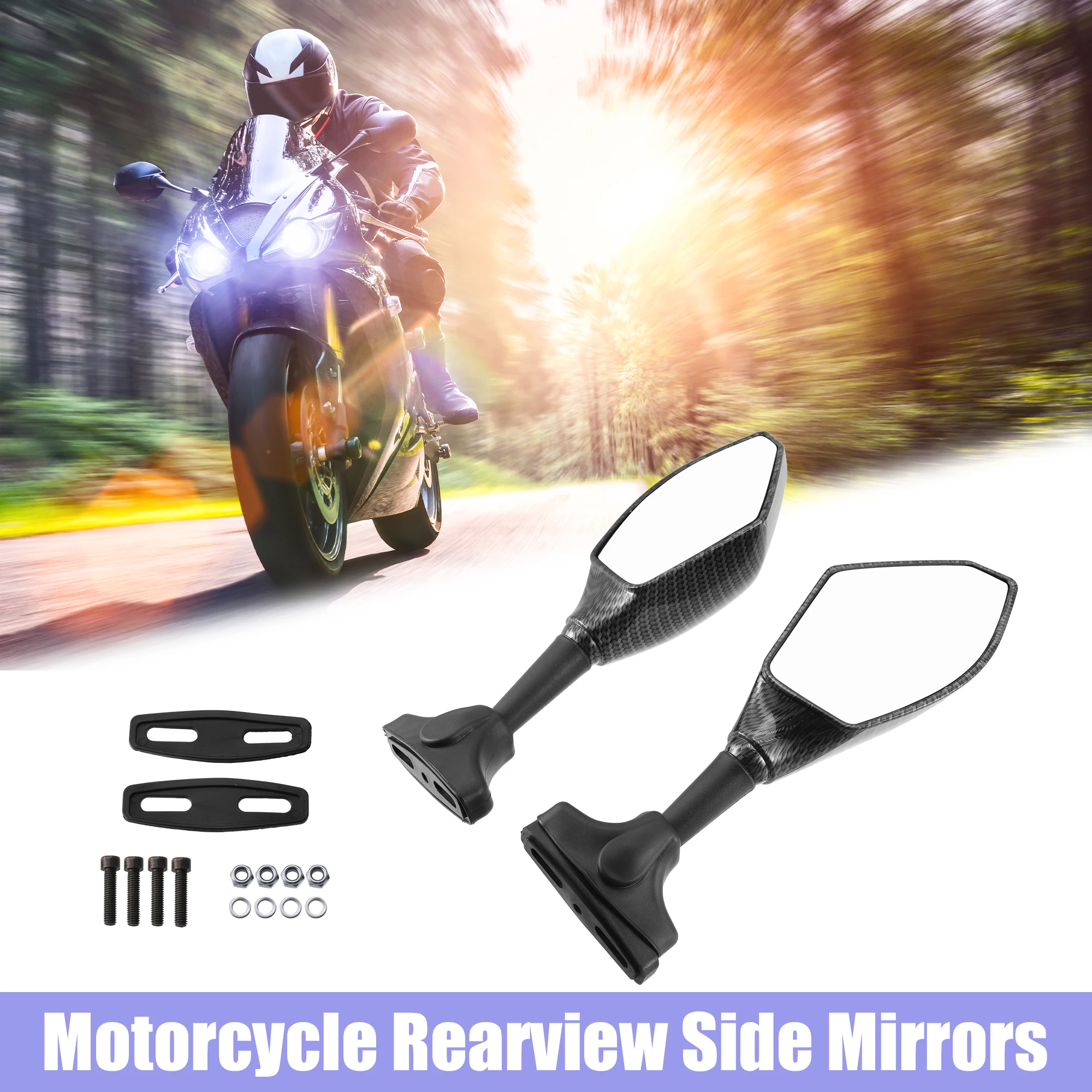 Motorcycle Rearview Side Mirrors Light Carbon Fiber Pattern Universal for Honda CBR900 929 954 CBR900RR for Kawasaki