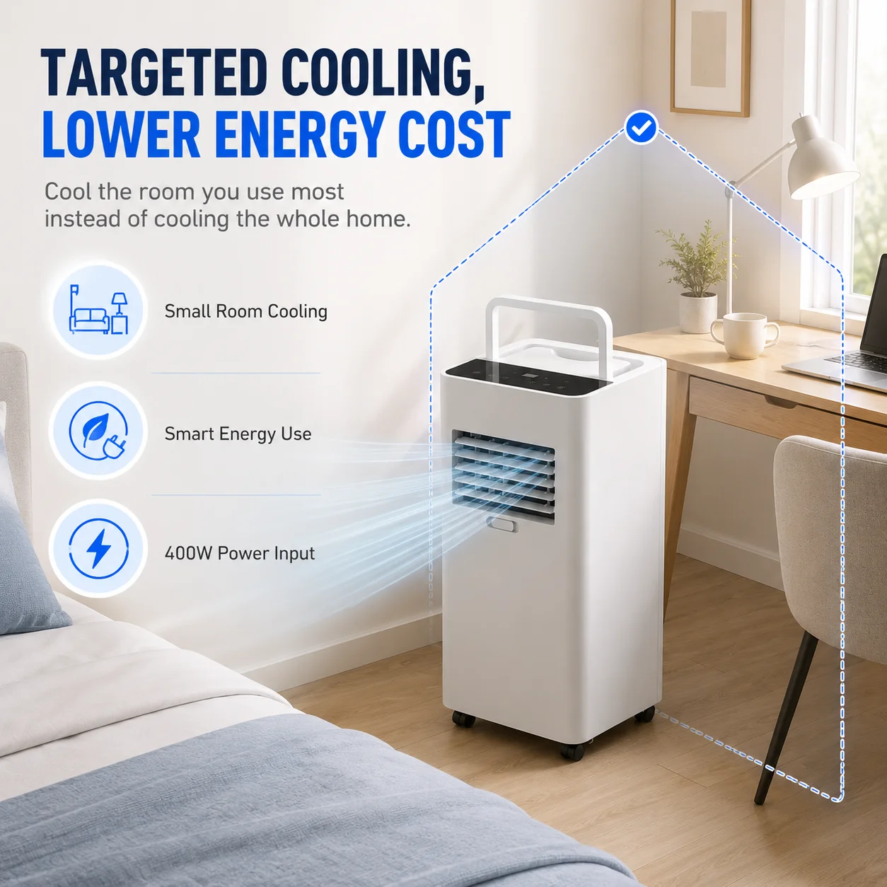 Portable Air Conditioner with Exhaust Hose for Small Room Mobile AC Unit No Permanent Installation CE and RoHS Certifications