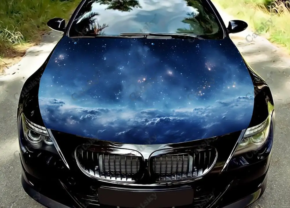 

Starry Sky with Clouds Car Hood Vinyl Stickers Wrap Vinyl Film Engine Cover Decals Sticker Universal Car Hood Protective Film