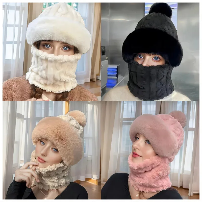 قناع وشاح شتوي من قطعة واحدة، قبعة صوف سميكة جديدة للسيدات، حماية أذن ركوب الدراجات وقبعة لأصابع القدم #6