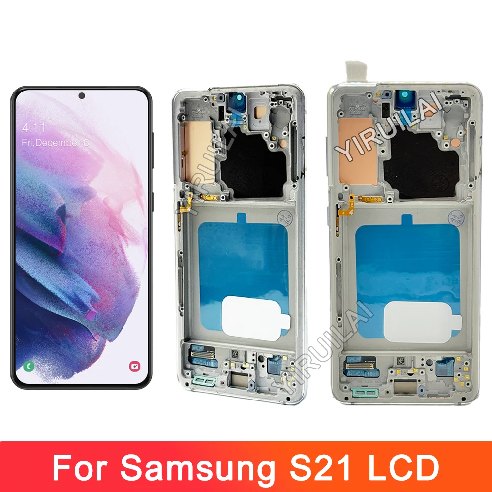 OLED For Samsung S21 LCD Display G991B G991B/DS G9910 S21 LCD Touch Screen Digitize Assembly sostituire S21 with Frame