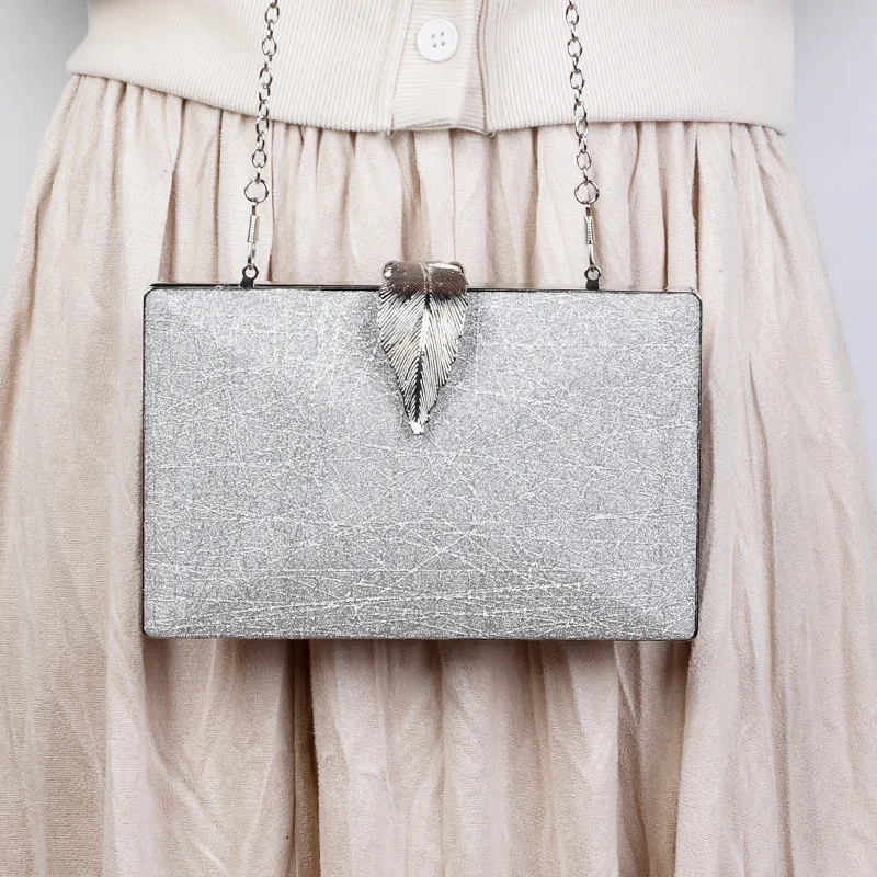 Women'S Wedding Clutch Bag Gold Ladies Handbag Party Purse for Bridal Metal Leaf Lock Shoulder Bag Women Evening Bags 2023 Sac