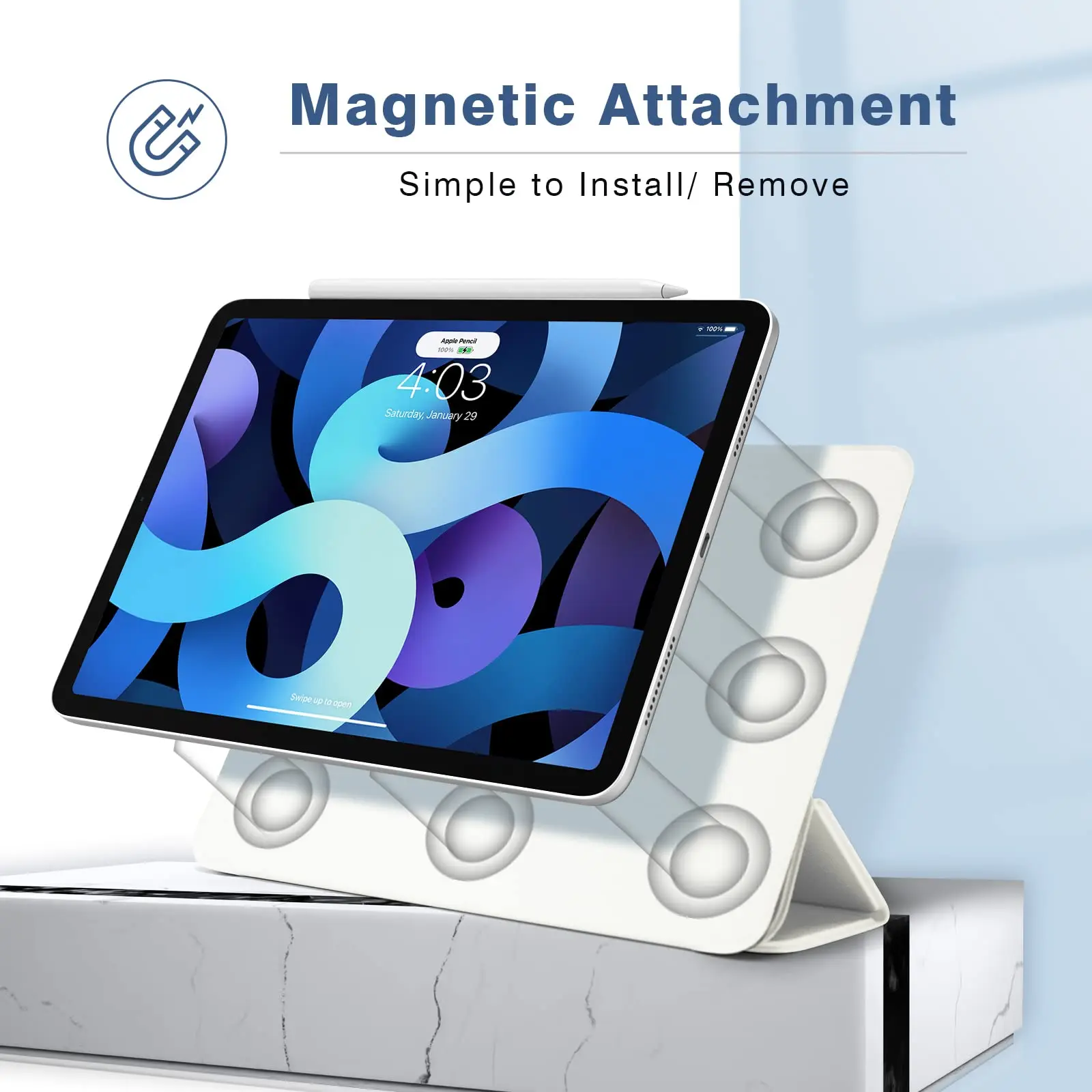 For iPad Pro 13 11 Case M5 2025 A16 11th 2026 For iPad Air 13 11 M2 6th Gen Powerful Magnetic Attachment Slim Trifold Stand Case