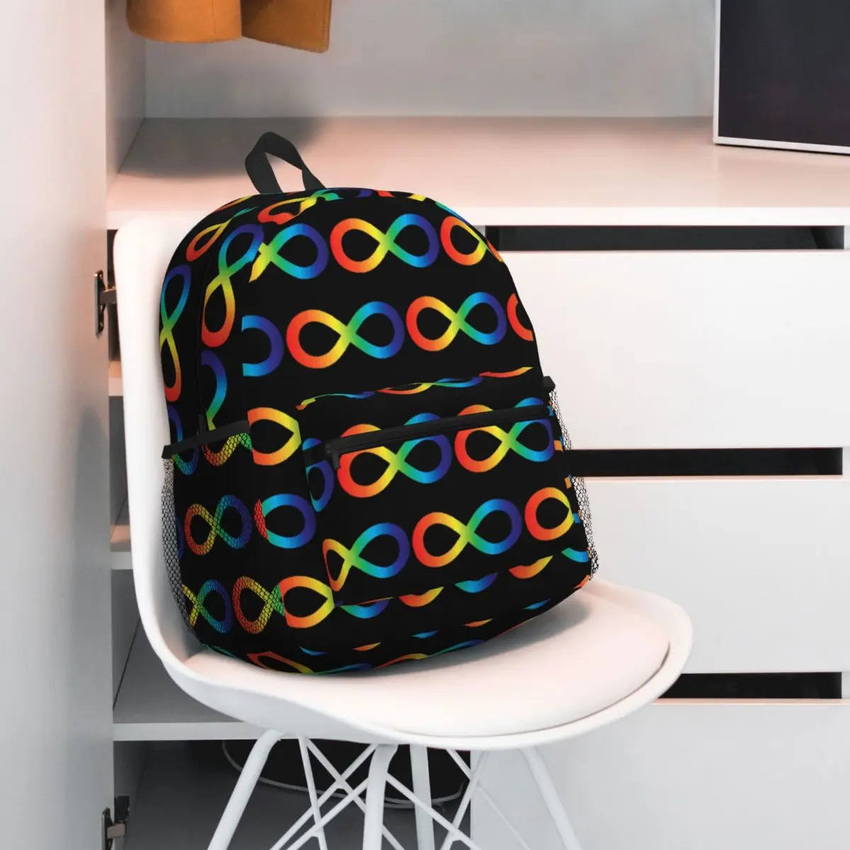 

Rainbow Infinity Symbol Autism Acceptance Embrace Neurodiversity Awareness Backpack BookBag School Bag Shoulder Bags Men Women