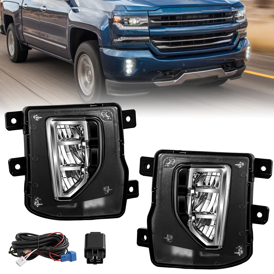 

For Chevrolet Silverado 1500 2016 2017 2018 2PCS Fog Lamps Front LED Fog Light Daytime Running Light Driving Light GM2593315 12V