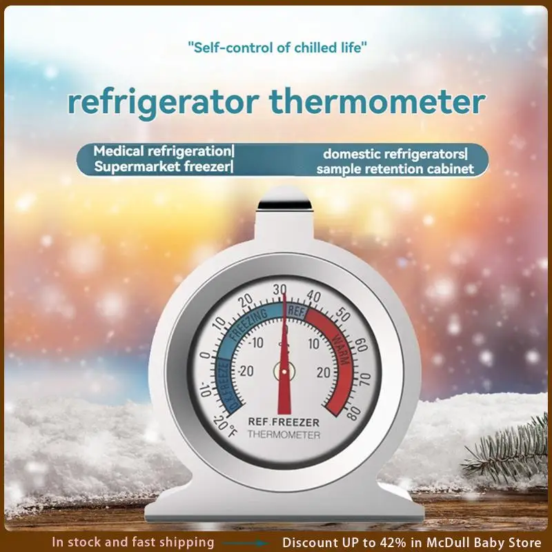 ABJA-2 Pcs Refrigerator Thermometer 20℃～20℃/-20℉～80℉ Fridge Analog Thermometer Large Dial With Red Indicator Thermometer