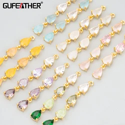 GUFEATHER MF53,jewelry accessories,18k gold rhodium plated,copper,zircons,charms,hand made,diy pendants,jewelry making,4pcs/lot