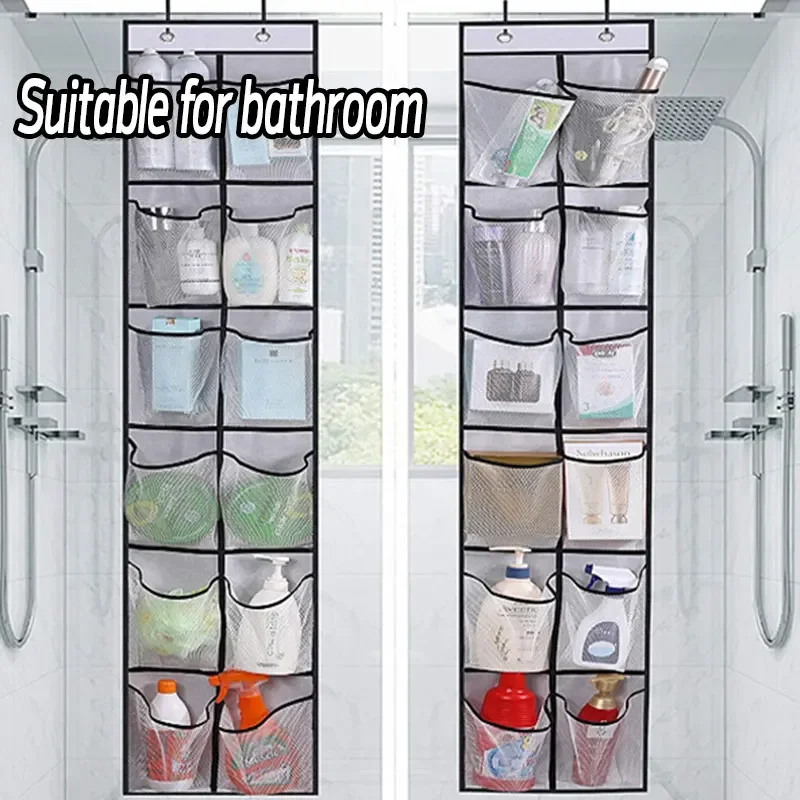 12/14 Pockets Over the Door Shoe Organizer Large Mesh Pockets With 4 Hooks Transparent Fabric Shoe Rack Storage Bag For Bedroom