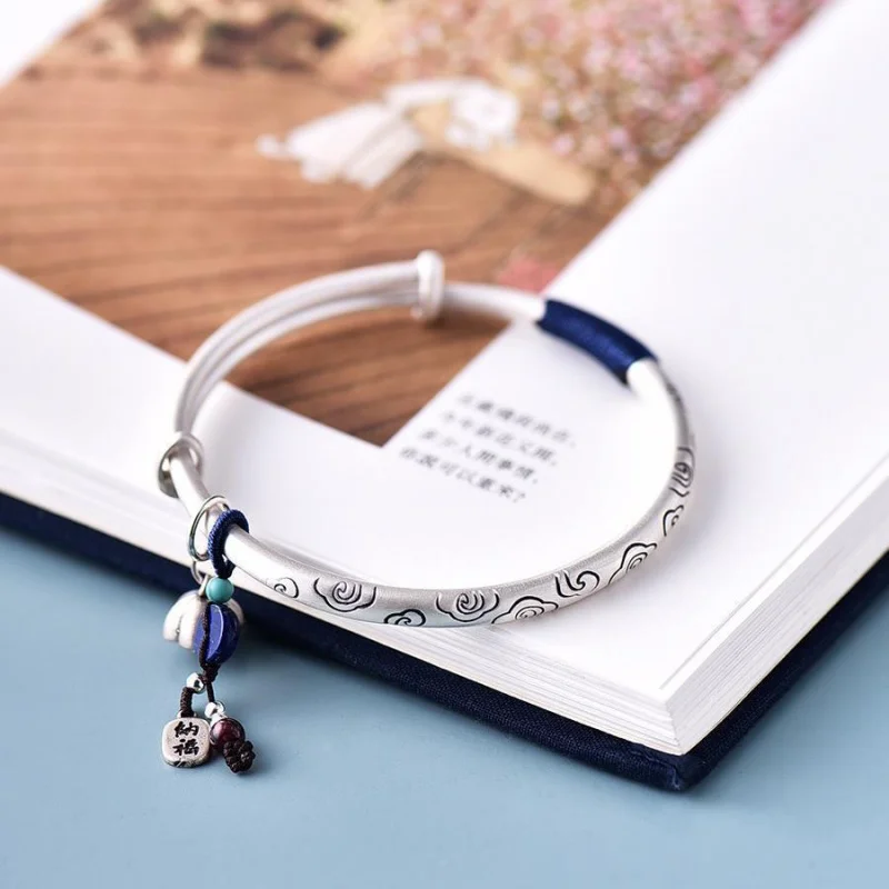 

999 Xiangyun Silver Women Push-Pull Bracelet Girlfriend'S Birthday