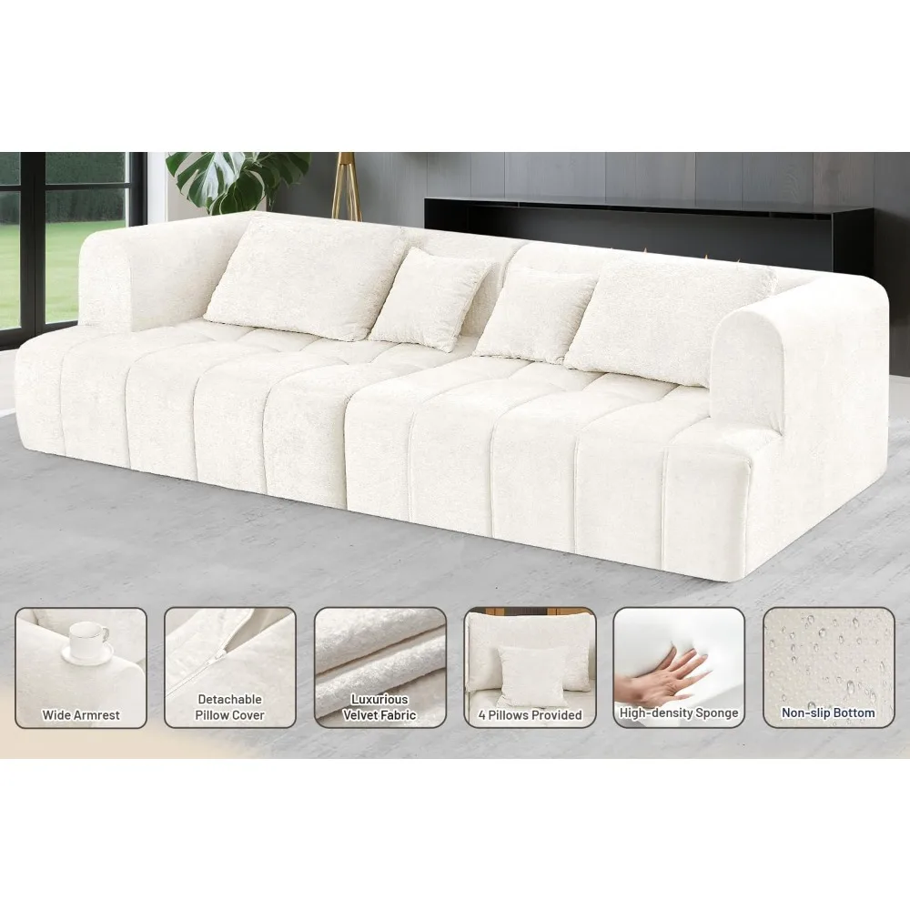 أريكة مقسمة على شكل سحابة مع مقاعد عميقة، ووسائد داعمة، ومساند للذراعين واسعة، ووسائد - أريكة حديثة للمريحة