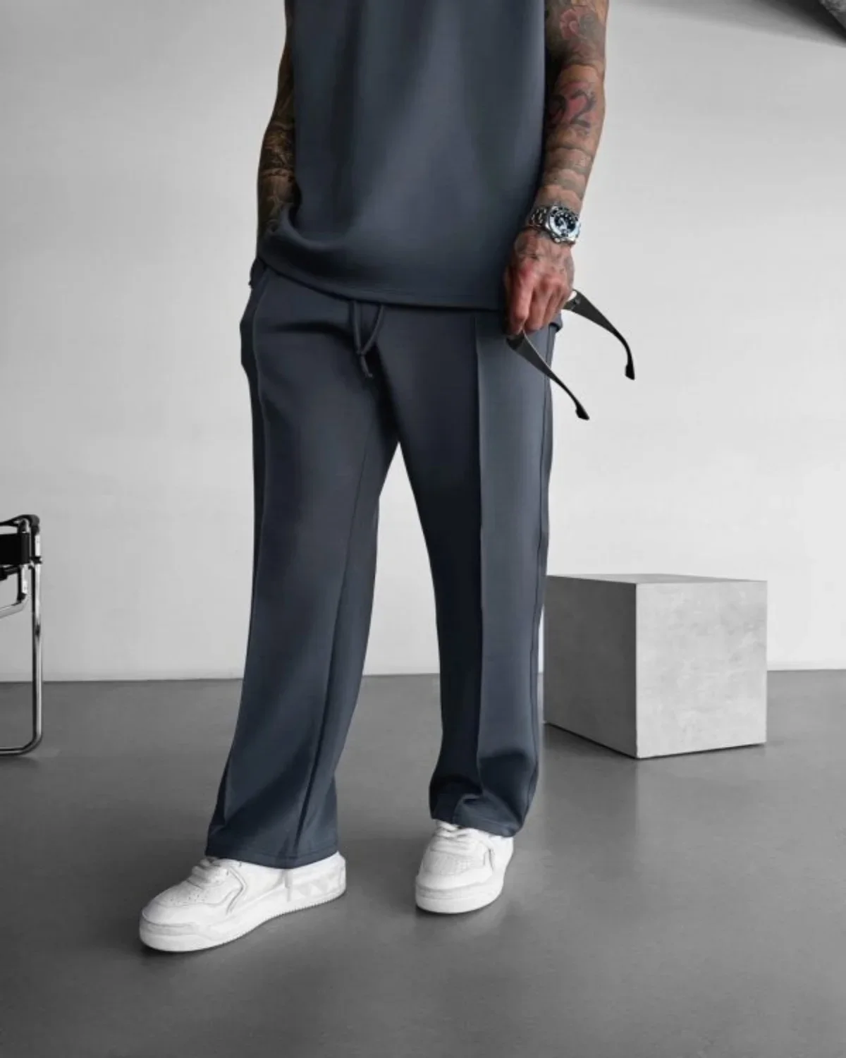 

Spring And Summer Men's New Four Seasons Loose Straight Tube Sports Casual Pants Comfortable Suit Pants Drawstring Waistban