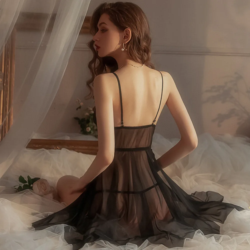 Сексуальная пижама, соблазнительное платье, эротическая ночная рубашка с открытой спиной, сетчатая прозрачная сексуальная ночная рубашка, эротическая одежда с вырезами, спальное платье