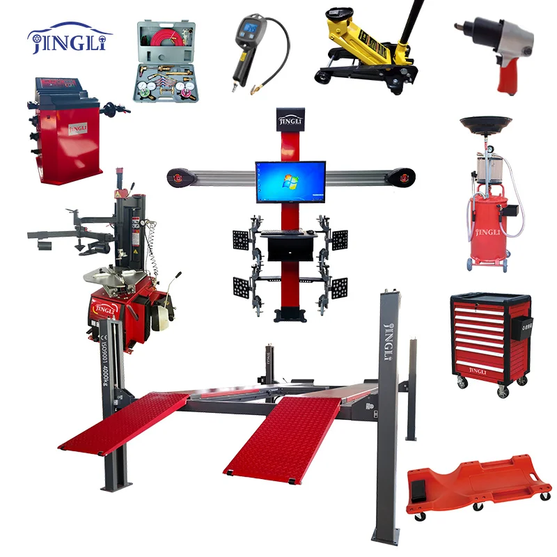 4T 5T 10T 15T 4 Post Car Lift With Tyre Changer and Wheel Balancer Full Set 3D Wheel Alignment Equipment for Car Workshops