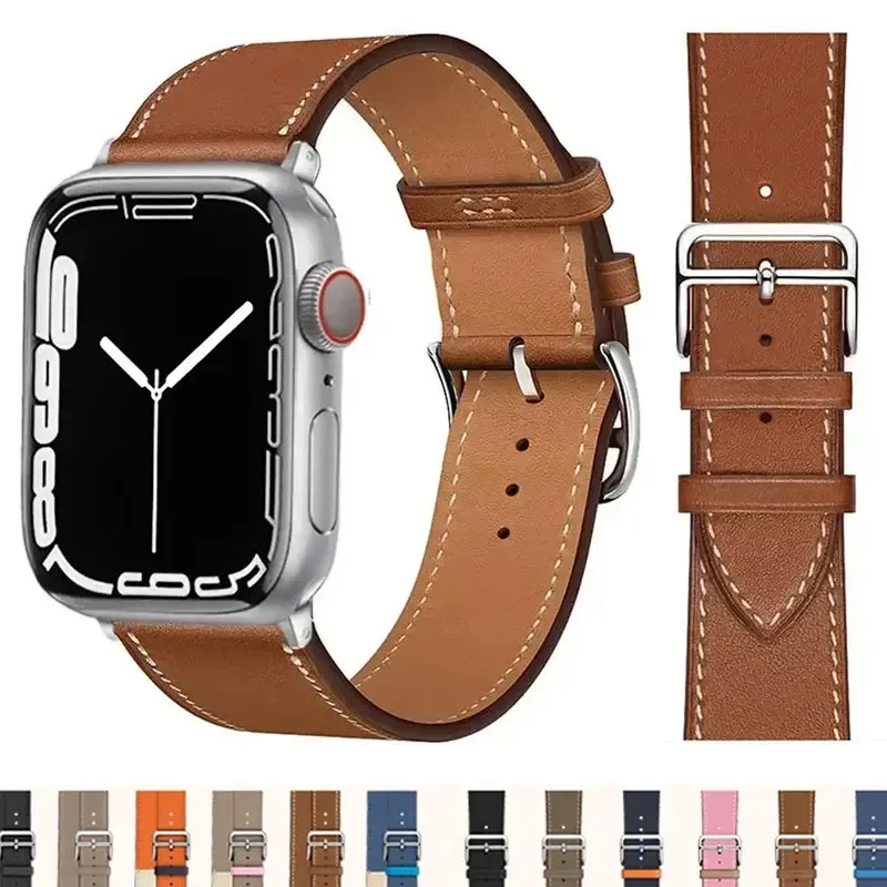 

Apple Watch Band, Leather Strap 46mm, 44mm, 41mm, 45mm, 38-42mm, 40mm, 49mm Bracelet, iWatch Series 10-Ultra, 9-8-7-SE-6-5-4-3