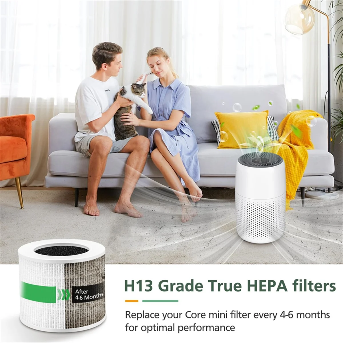 BISM1 3팩 코어 미니 교체 필터 LEVOIT 코어 미니 공기 청정기, 3-IN-1 H13 True Hepa 공기 필터와 호환 가능