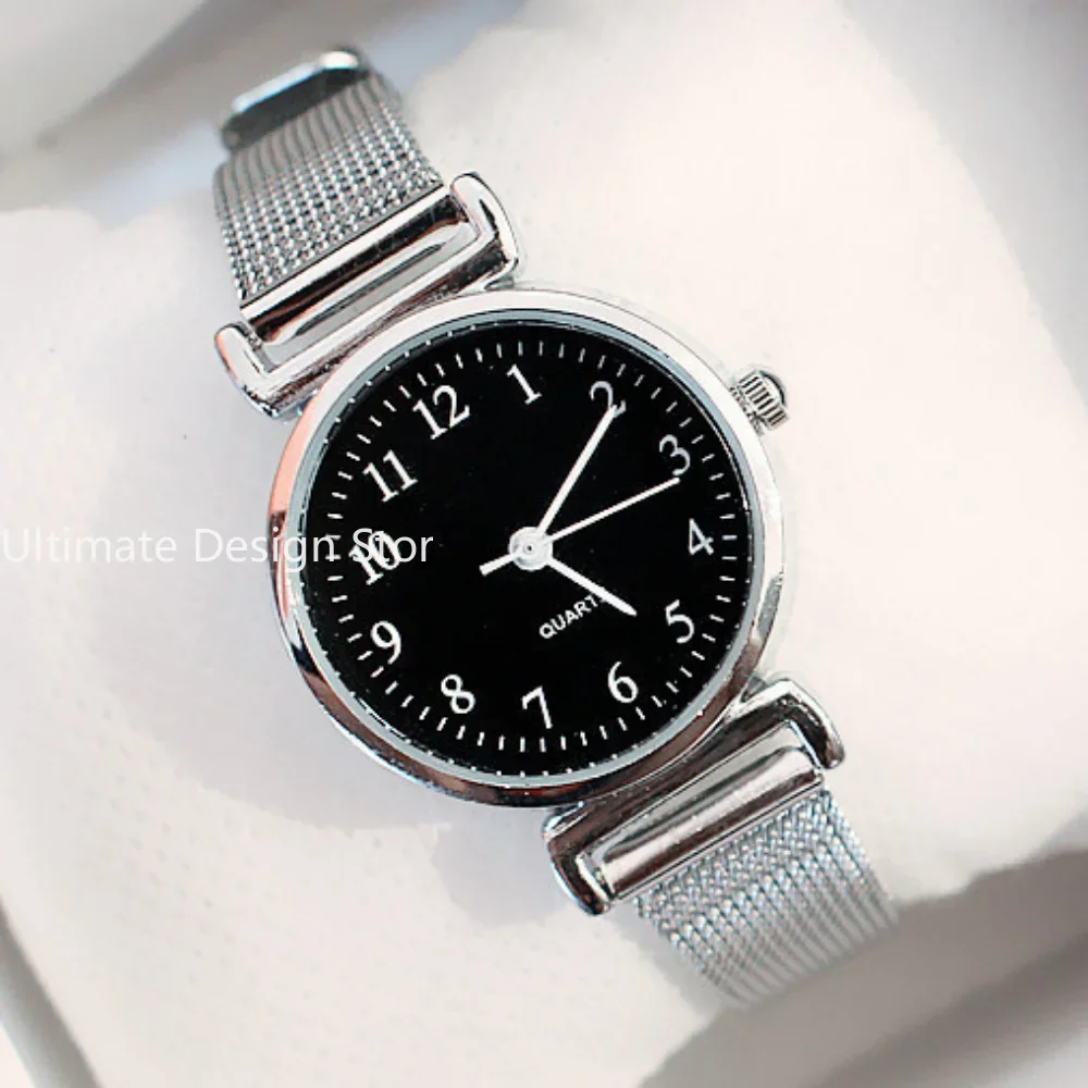 Fashion Quartz Watch for Women Luxury Female Watches Clock Wrist Watch White Black Stainless Steel Band Classic Watches Gifts