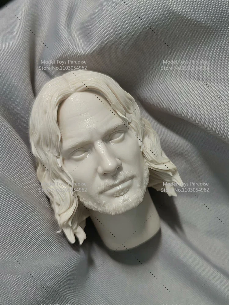 Unpainted White Model Head 1/6 Men Soldier Aragorn Half Elves Head Sculpt Fit 12inch Action Figure Body