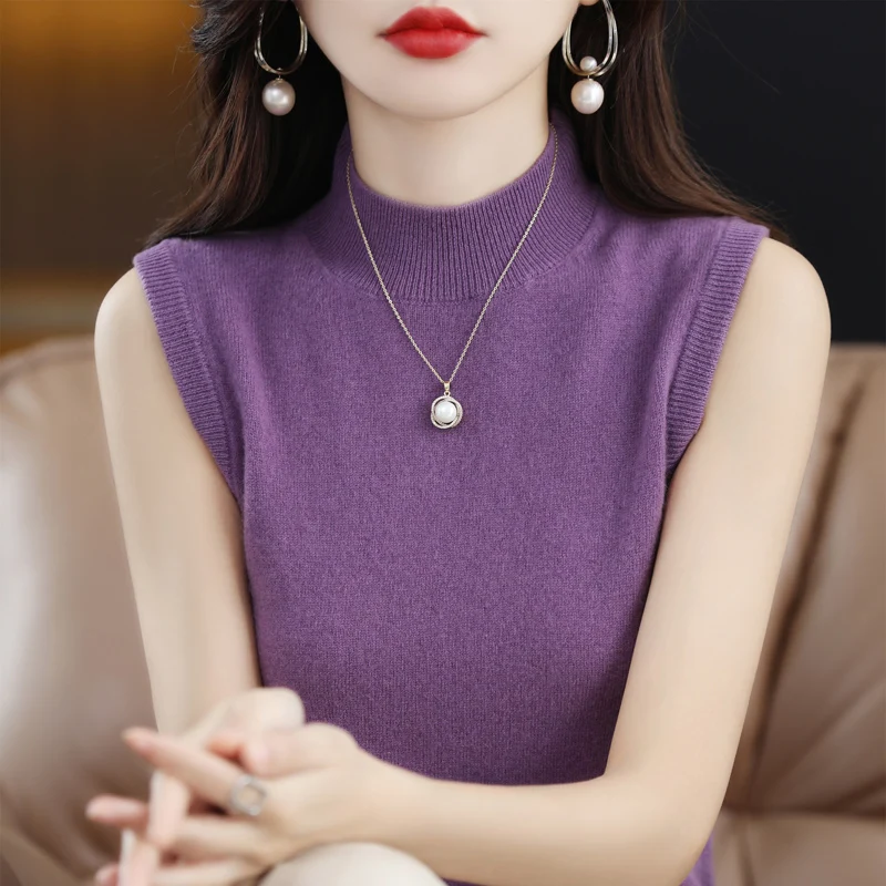 봄 신상 여성 니트 베이스 셔츠 순색 슈트 이너웨어 울 베스트 캐주얼 루즈핏 소프트