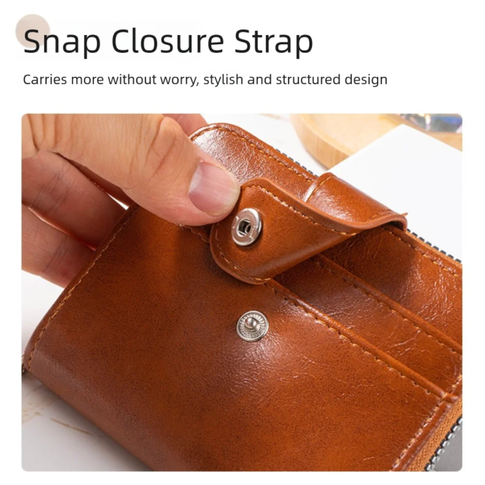 Lightweight Retro Men's Short Wallet Portable Waterproof Leather Wallet Multiple Card Slots Coin Purse Unisex