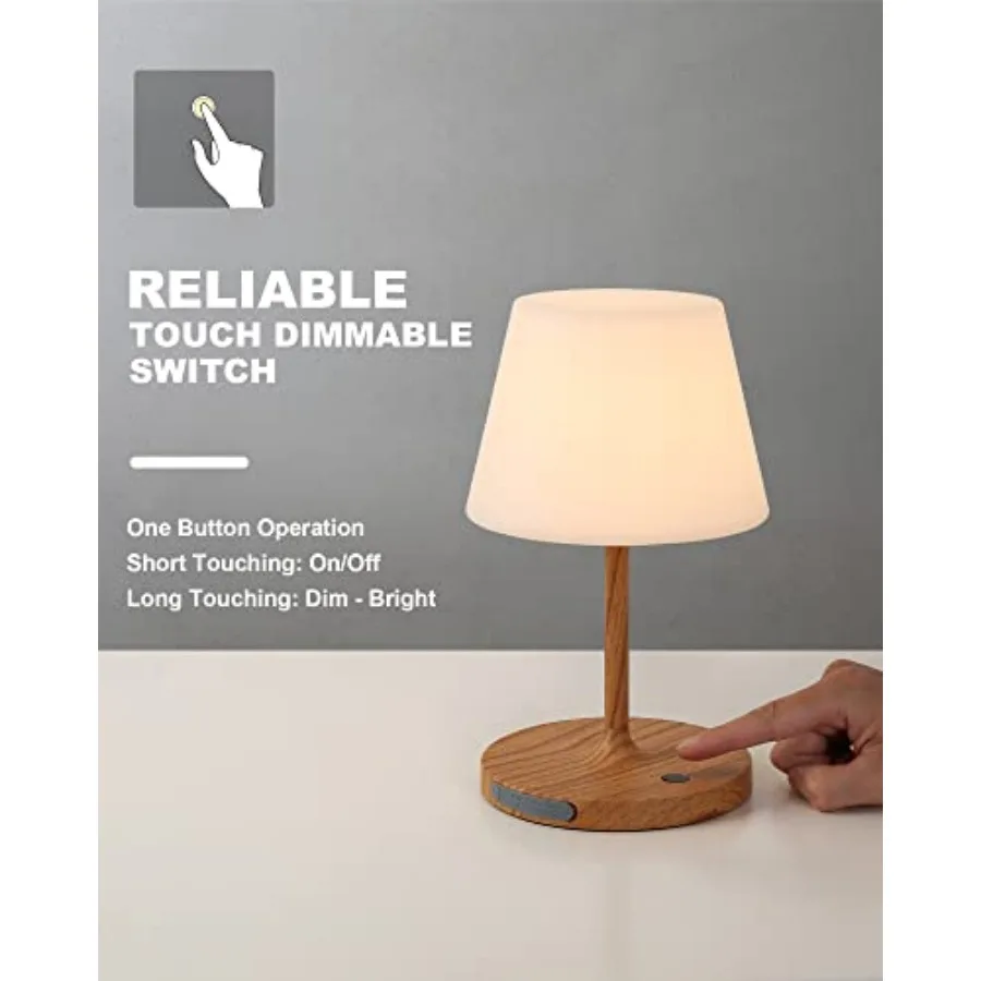 Outdoor Battery Operated Table Lamp Waterproof, 4000mAh Cordless Table Lamp Rechargeable, Touch Dimmable Desk Lamp, LED Night L view 5