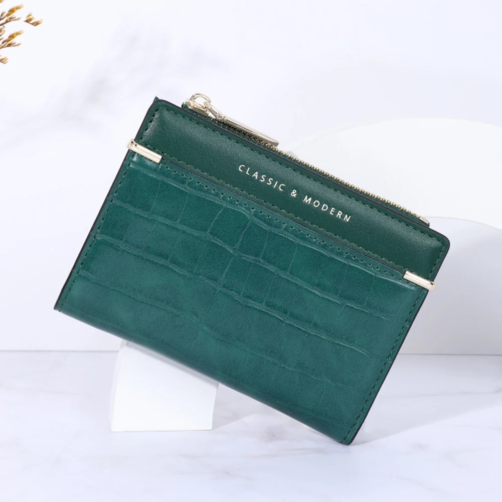 Fashion Crocodile-Pattern Snaps Bifold Wallet Wear-Resistant Portable Coin Purse For Money Card Storage