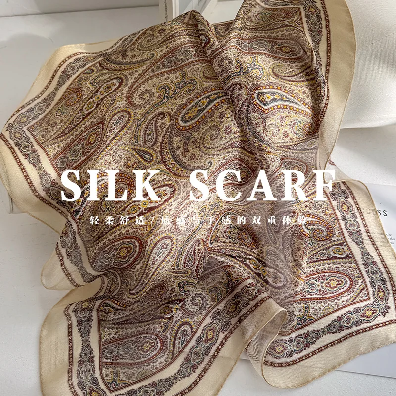 100% Natural Real Silk Scarf Women Bandana Square Scarves Wrap Kerchief Mulberry Fashion Summer Beach High Quality Hijab foulard