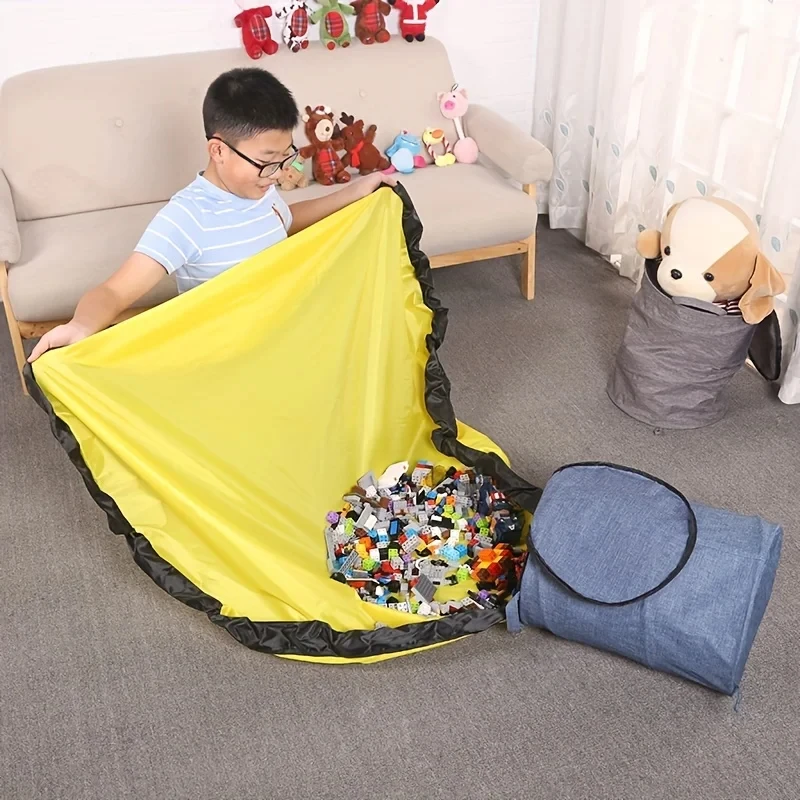 Multifunctional Toy Storage Bag for Building Blocks & Dolls - Quick-Detach Play Mat & Storage Bucket, Travel-Friendly Kids Organ