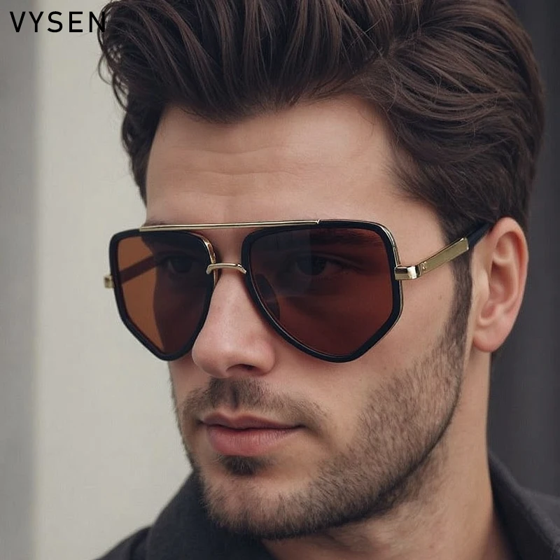 

Polygon Steampunk Sunglasses Men 2026 Luxury Brand Vintage Polarized Punk Double Bridge Driving Sun Glasses Trendy Shade Eyewear