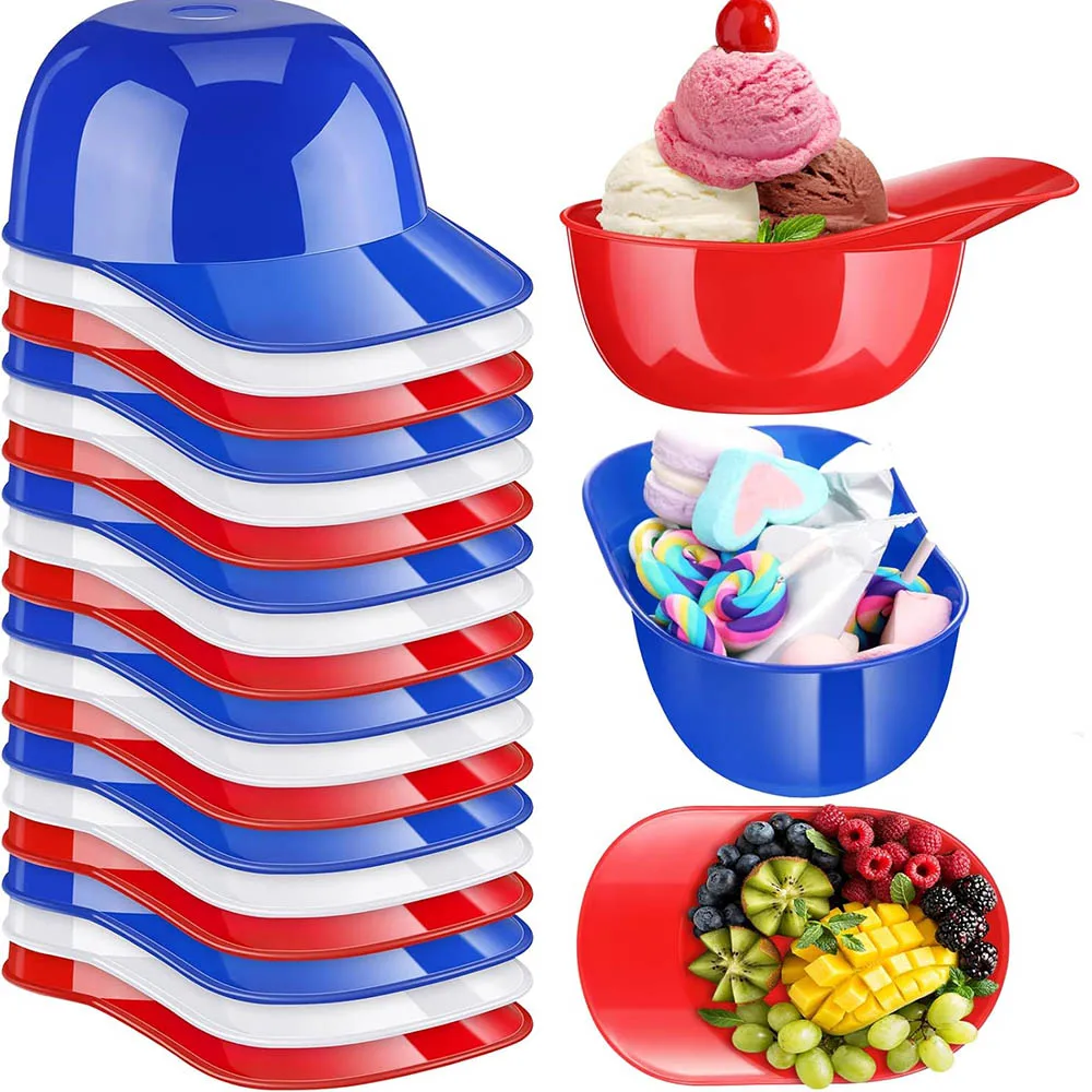 Baseball Helmet Ice Cream Snack Bowl 8oz Mini Baseball Cap Bowls kids Ice Cream Sundae Plastic Cups for Birthday Party Supplies