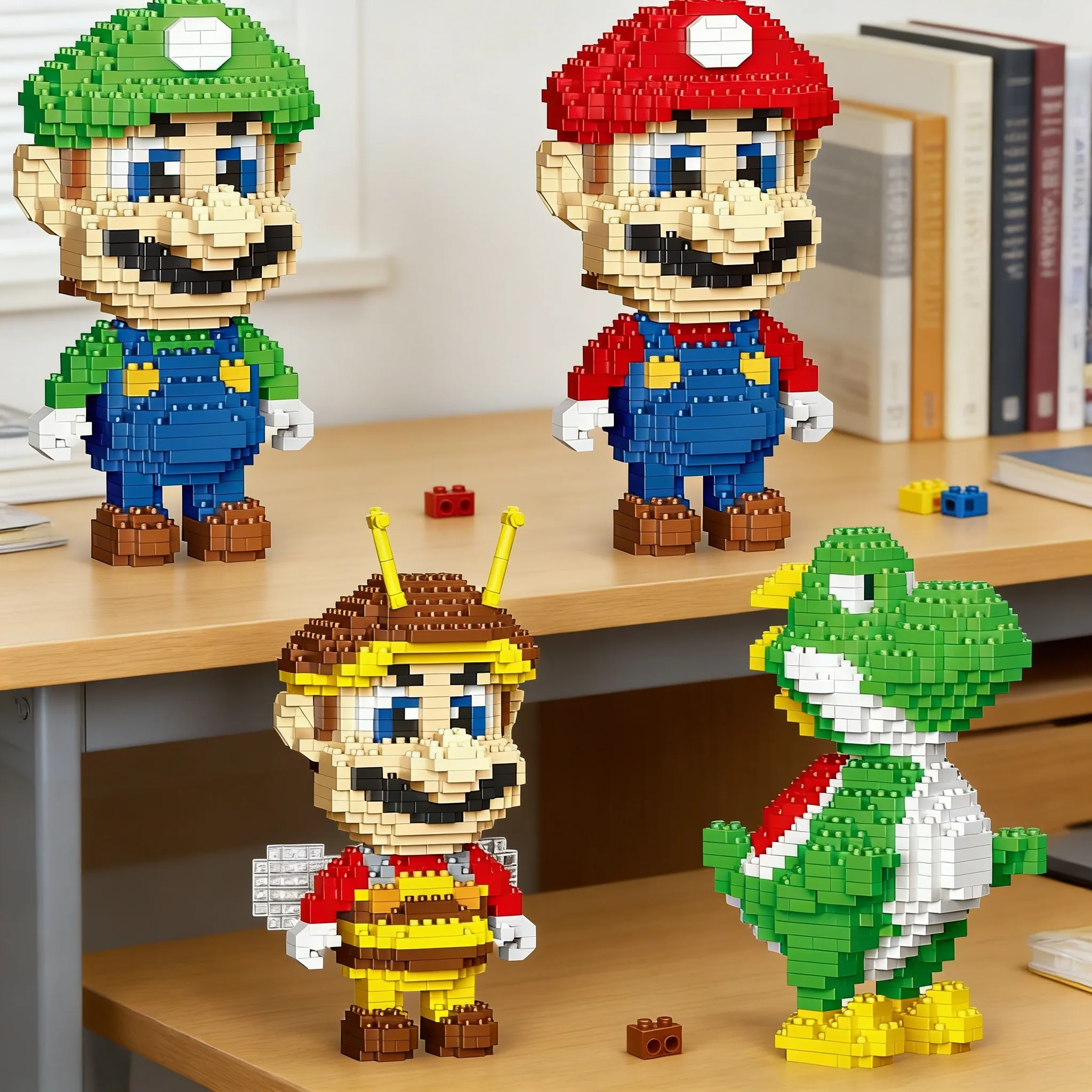 

Конструктор-сюрприз с персонажами мультфильмов - Фигурки Луиджи и Йоши, мелкие детали, модель-кукла для детей, сборная игрушка, подарок