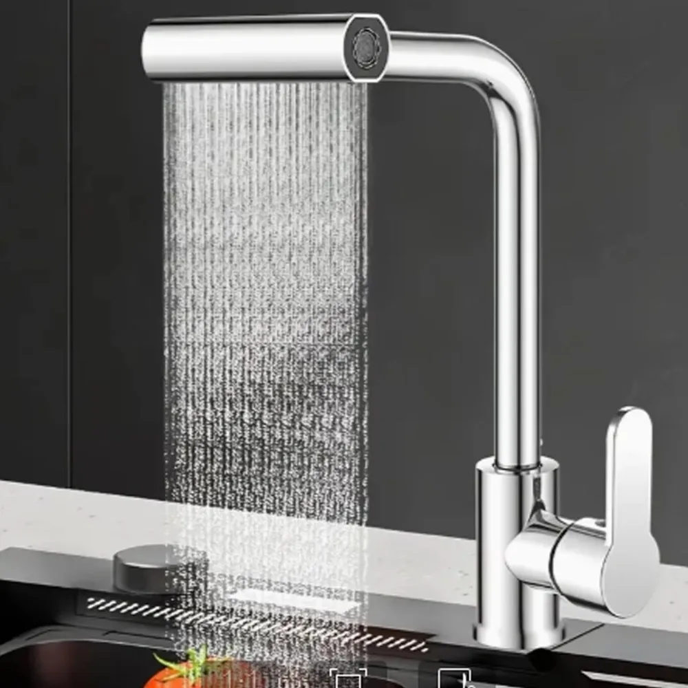 

Rotation Function Stainless Steel Kitchen Faucet 4 Modes Hot And Cold Water Pullout Faucet Multifunction Single Handle