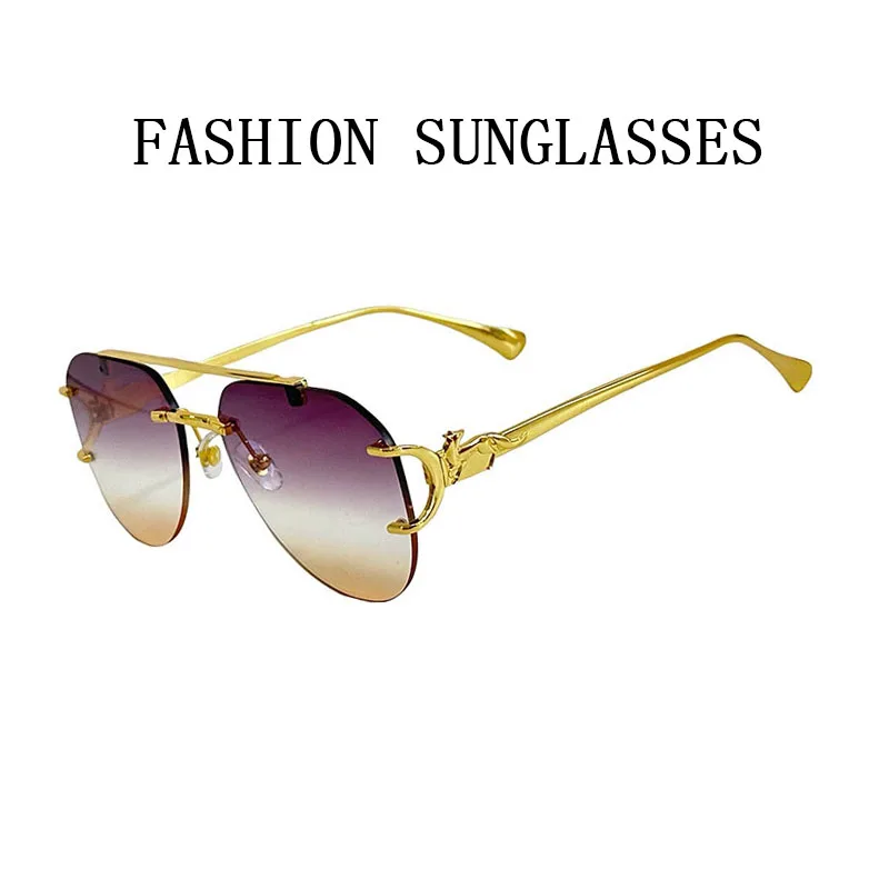 New Rimless Sunglasses Women Trendy Designer Fashion Glasses Luxury Vacation Luxe Femme Lentes De Sol Mujer Lunette Soleil Femme
