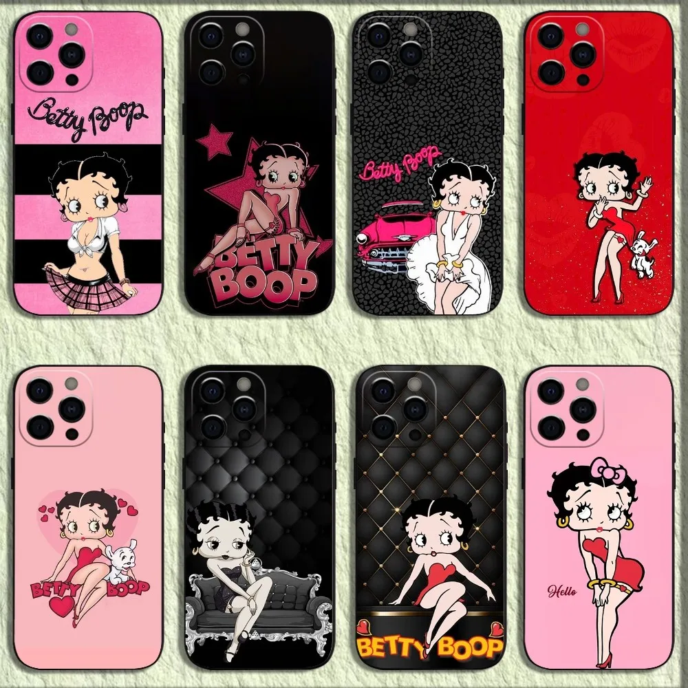 Cartoon-B-BettyS-S Phone Case For iPhone 16,15,14,13,12,11,Pro,X,XS,Max,XR,Plus,Mini Soft Black Cover