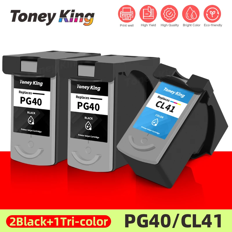 TONEY KING Ink Cartridge PG40 Cl41 For Canon PG 40 CL 41 XL Ink Cartridge For Canon Pixma MP160 MP140 MX300 iP1800 iP1200